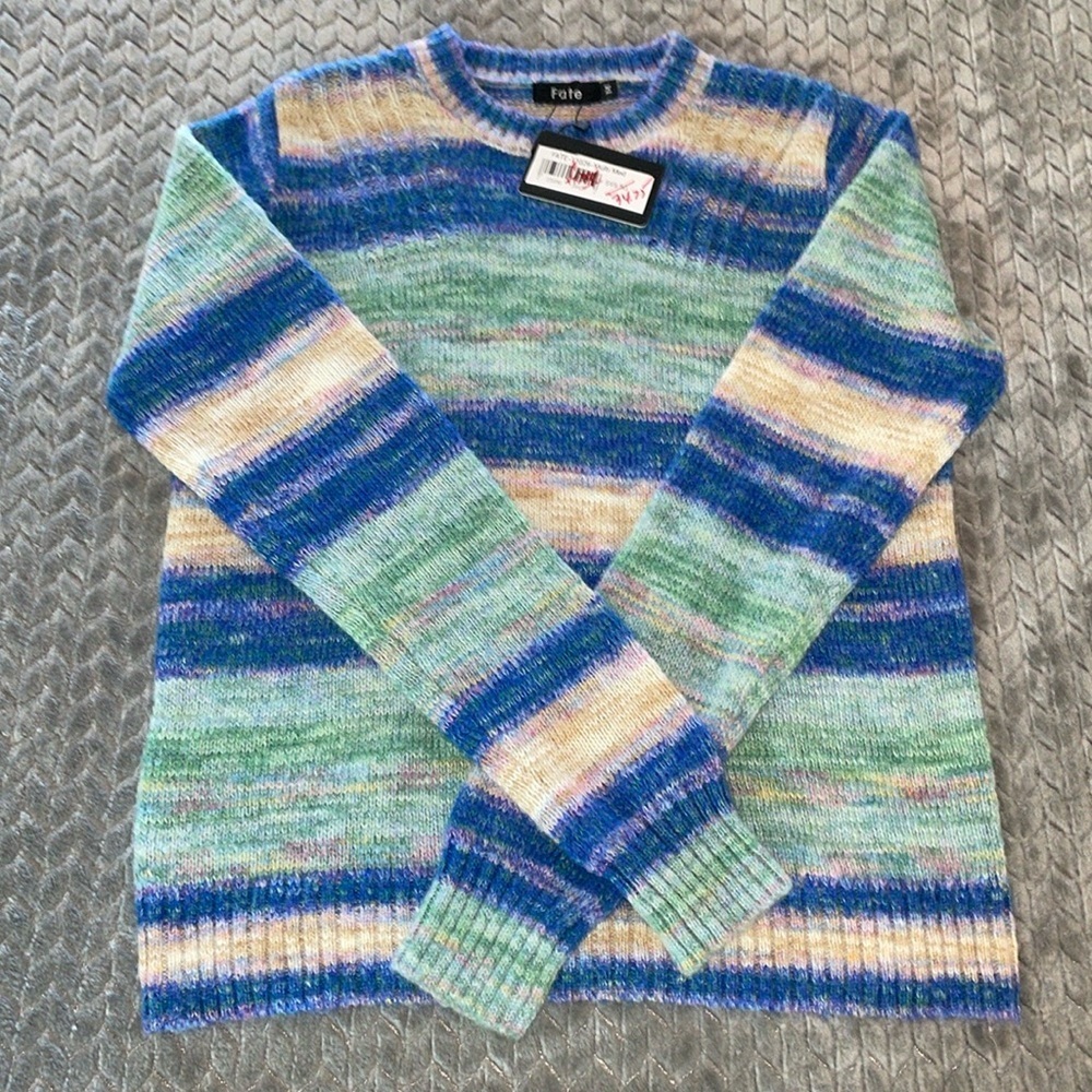 NWT Anthropologie FATE Long Sleeve multi color wool blend sweater. Size M